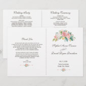 Waterverf Blush White Peonies Wedding Programme (Voorkant / Achterkant)