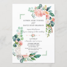 Waterverf Blush Witte Pioenrozen Frame Bruiloft