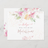 Waterverf Blushing Romance Maid of Honor Kaart (Voorkant / Achterkant)