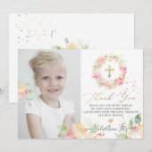 Waterverf Blushing Sweetpeas Bedankt Kaart (Voorkant / Achterkant)