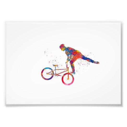 waterverf bmx-fietsrace foto afdruk (Voorkant)