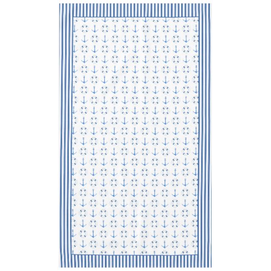 Waterverf Boat Anker Lifebuoy Gestreepte Rand Tafelkleed (Voorkant)