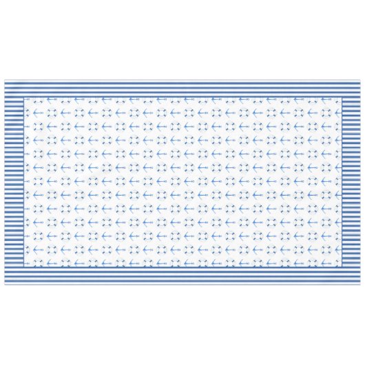 Waterverf Boat Anker Lifebuoy Gestreepte Rand Tafelkleed (Voorkant (Horizontaal))