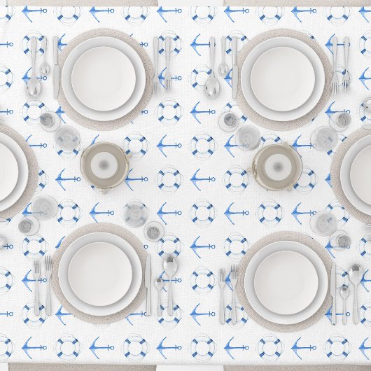 Waterverf Boat Anker Lifebuoy Gestreepte Rand Tafelkleed