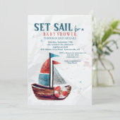 Waterverf Boat Invitation Kaart (Staand voorkant)