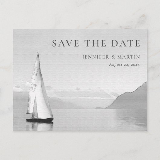 Waterverf Boat Lake Save The Date Briefkaarten (Voorkant)