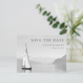 Waterverf Boat Lake Save The Date Briefkaarten (Staand voorkant)