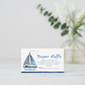 Waterverf Boat Nautical Baby shower Diaper Informatiekaartje (Staand voorkant)