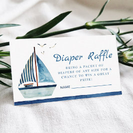 Waterverf Boat Nautical Baby shower Diaper Informatiekaartje