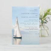 Waterverf Boat Nautical Lake Huwelijksuitnodiginge Kaart (Staand voorkant)