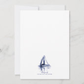 Waterverf Boat Navy Blue Vrijgezellenfeest Invite Kaart (Achterkant)