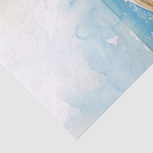 Waterverf Boat op de Kust Decoupage Tissuepapier (Detail)