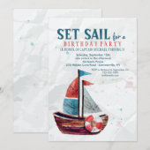 Waterverf Boat Uitnodiging (Voorkant / Achterkant)