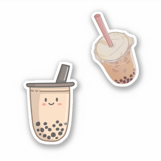 Waterverf Boba | Bubble Milk Tea Lover Sticker (Voorkant)