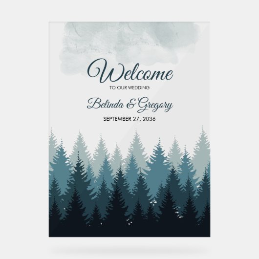 Waterverf Bodembos Welkomstteken Bind bruiloft Acryl Bord (Voorkant)