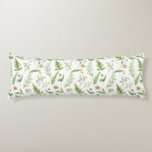 Waterverf Body Kussen met Wilde Bloemen en Varens