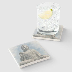 Waterverf Boeddha Beeld Zen – Spirituele Decoratie Stenen Onderzetter
