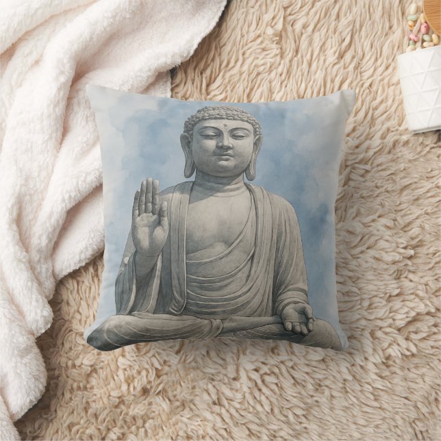 Waterverf Boeddha Beeld Zen Worp Kussen – Decorati (Deken)