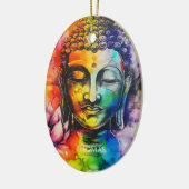 Waterverf Boeddha Regenboog gepersonaliseerde naam Keramisch Ornament (Links)