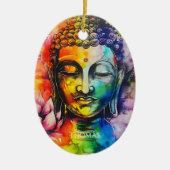 Waterverf Boeddha Regenboog gepersonaliseerde naam Keramisch Ornament (Voorkant)