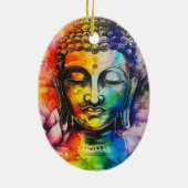 Waterverf Boeddha Regenboog gepersonaliseerde naam Keramisch Ornament (Achterkant)