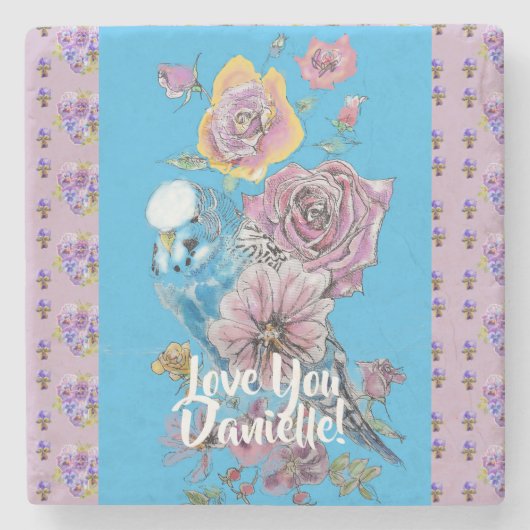 Waterverf boedgie floral Dames Stone Onderzetter (Voorkant)