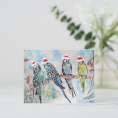 Waterverf boedgie Painingvogel kerst Briefkaart (Staand voorkant)