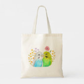 Waterverf boedgie Paraket Birds en Flowers Art Tote Bag (Achterkant)