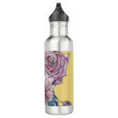 Waterverf boedgie Roos Floral Navy Water Bottle Waterfles (Rechts)