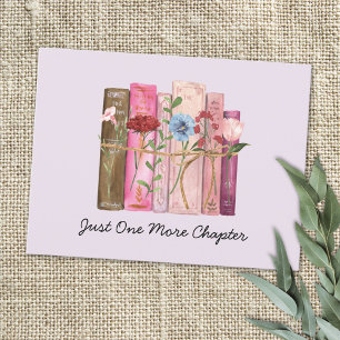 Waterverf Boek Bloem Roze Paarse Lezing Quote Briefkaart