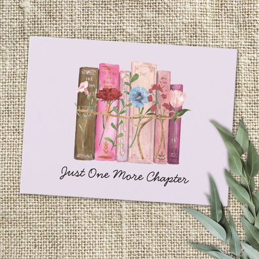 Waterverf Boek Bloem Roze Paarse Lezing Quote Briefkaart