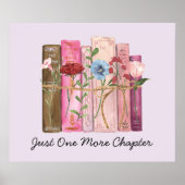 Waterverf Boek Bloem Roze Paarse Lezing Quote Poster (Voorkant)