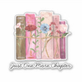Waterverf Boek Bloem Roze Paarse Lezing Quote Sticker (Voorkant)