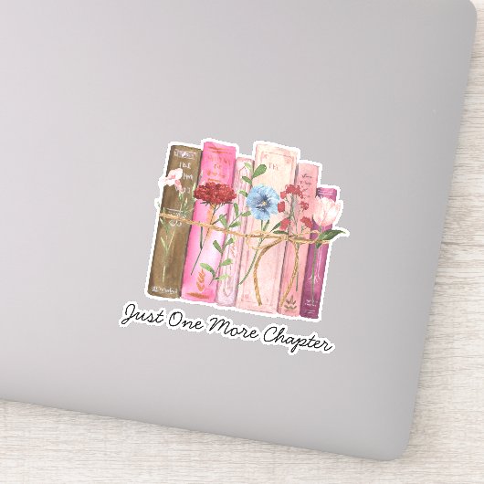 Waterverf Boek Bloem Roze Paarse Lezing Quote Sticker (Detail)