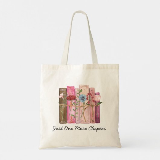 Waterverf Boek Bloem Roze Paarse Lezing Quote Tote Bag (Achterkant)