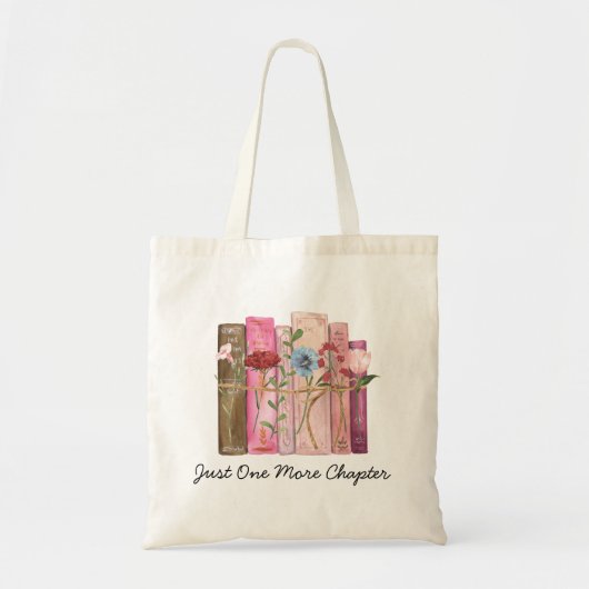 Waterverf Boek Bloem Roze Paarse Lezing Quote Tote Bag (Voorkant)