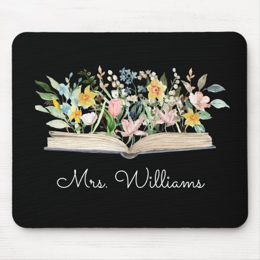Waterverf Boek Bloemen Bloemen Leraar Waardering Muismat (Voorkant)