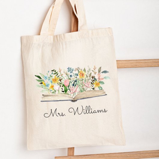 Waterverf Boek Bloemen Bloemen Leraar Waardering Tote Bag