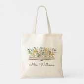 Waterverf Boek Bloemen Bloemen Leraar Waardering Tote Bag (Achterkant)