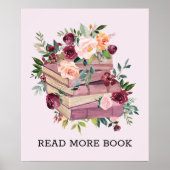 Waterverf Boek en Roos Bloem Lezen Quote Poster (Voorkant)