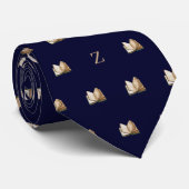 Waterverf  boek monogram Initialen blauw Stropdas (Opgerold)