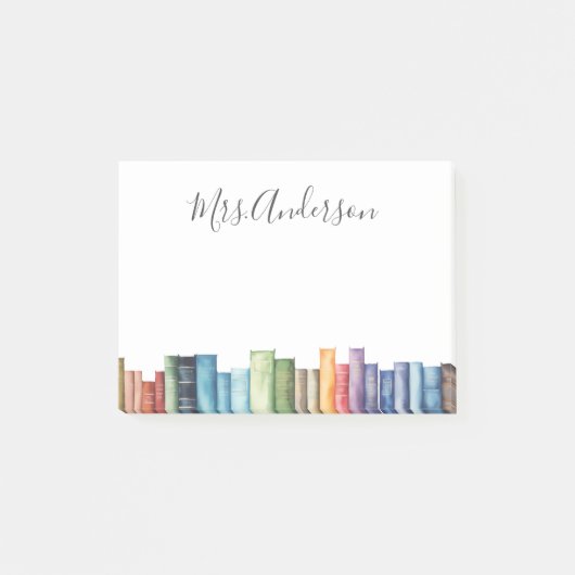 Waterverf Boeken Bibliothecaris Leraar Post-it® Notes (Voorkant)