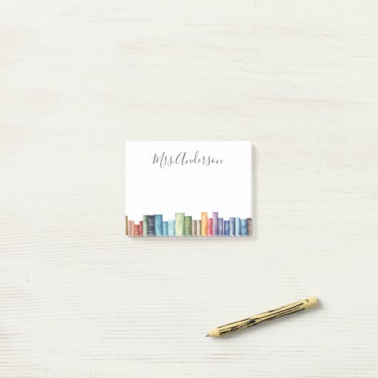 Waterverf Boeken Bibliothecaris Leraar Post-it® Notes (Op bureau)