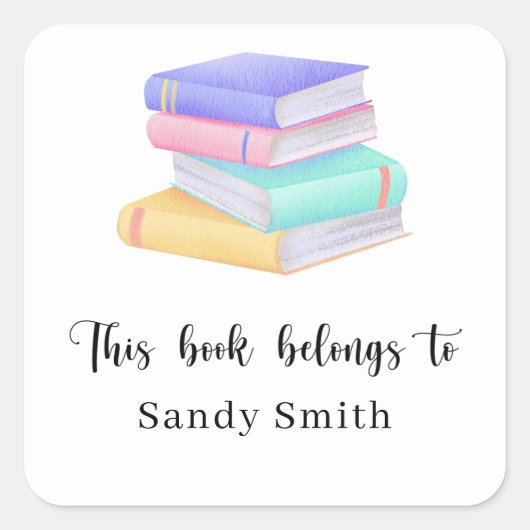 Waterverf boeken - Dit boek behoort tot Vierkante Sticker (Voorkant)
