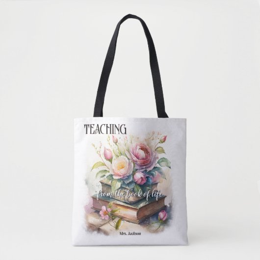 Waterverf Boeken Elegante Leraar Tote Bag (Voorkant)