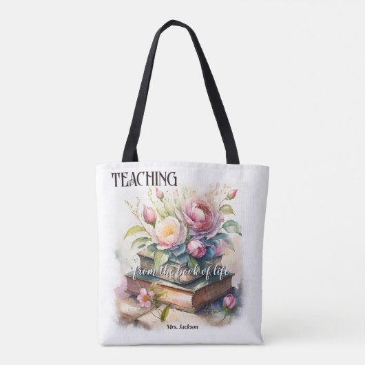 Waterverf Boeken Elegante Leraar Tote Bag (Achterkant)