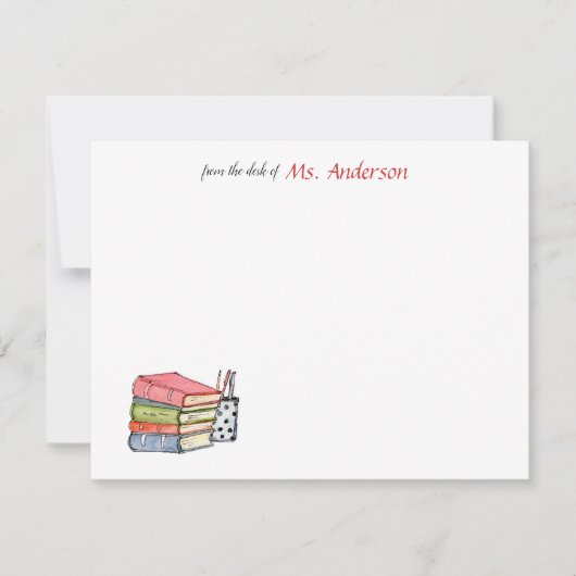 Waterverf boeken en pennen dank je kaart (Voorkant)