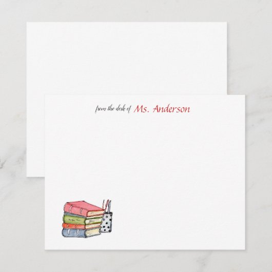 Waterverf boeken en pennen dank je kaart (Voorkant / Achterkant)