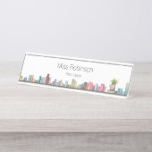 Waterverf Boeken Leraar of Bibliothecaris Bureau Naambordje (Voorkant)