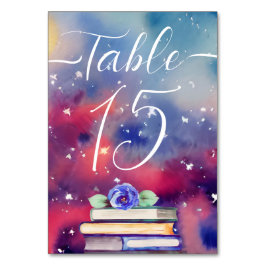 Waterverf Boeken Paars en Roze Whimsical Wedding Kaart